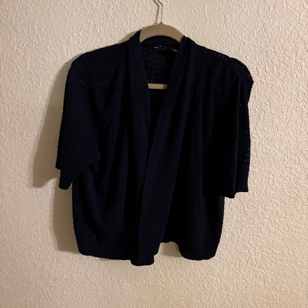 Women’s Verve Ami Black Shrug Sweater with Open Front Design